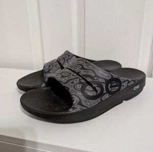 Oofos Ooahh Slide Sandal Black Camo Gray Mens 8 Womens 10 EUR 41 Water